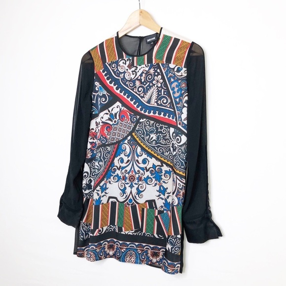 Just Cavalli graphic print, sheer tunic top - Picture 7 of 10